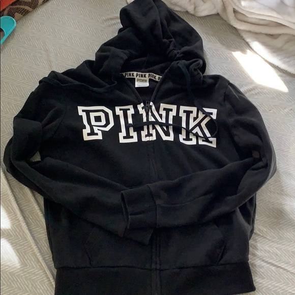 PINK Victoria's Secret Tops - Victoria’s Secret PINK Black Zip Up Small
